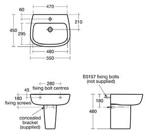 Ideal Standard Studio Echo 550mm Basin and Semi Pedestal Pack