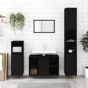 Bathroom Cabinet Black 30x30x100 cm Engineered Wood