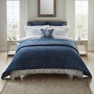 Dorma Remington Cotton Velvet Blue Bedspread Blue