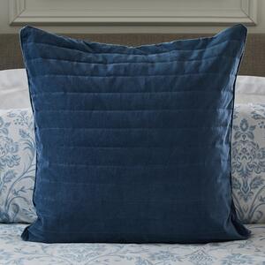 Dorma Remington Cotton Velvet Blue Continental Square Pillowcase Blue