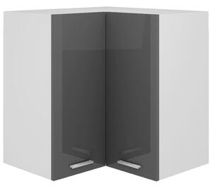 Hanging Corner Cabinet High Gloss Grey 57x57x60 cm Chipboard
