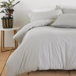 The Linen Yard Linear Grey Stripe 100% Cotton Duvet Cover and Pillowcase Set Grey