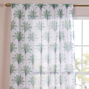 Palm Tree Green Slot Top Single Voile Panel Green/White