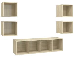 5 Piece TV Cabinet Set Sonoma Oak Engineered Wood