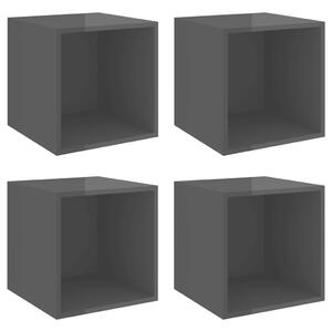 Wall Cabinets 4 pcs High Gloss Black 37x37x37 cm Engineered Wood