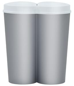 Duo Bin Trash Can Silver and White 50 L