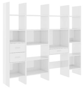 4 Piece Book Cabinet Set High Gloss White Chipboard