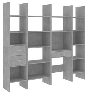 4 Piece Book Cabinet Set Concrete Grey Chipboard