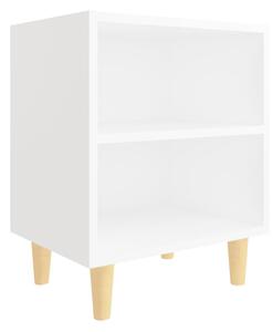 Bed Cabinet with Solid Wood Legs White 40x30x50 cm
