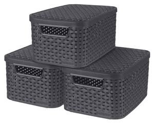Curver Style Storage Boxes with Lid 3 pcs Size S 6L Anthracite
