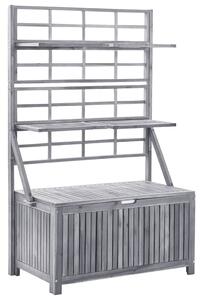 Storage Box with Trellis Grey 99x55x160 cm Solid Acacia Wood
