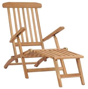 Garden Deck Chairs with Footrests and Table Solid Teak Wood