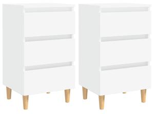Bed Cabinets with Solid Wood Legs 2 pcs White 40x35x69 cm