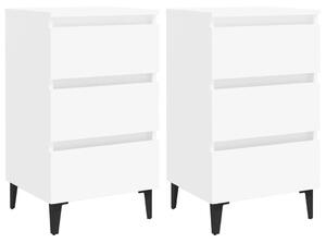 Bed Cabinet with Metal Legs 2 pcs White 40x35x69 cm