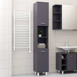 Bathroom Cabinet High Gloss Grey 30x30x179 cm Engineered Wood