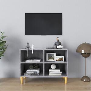 TV Cabinet with Solid Wood Legs Concrete Grey 69.5x30x50 cm