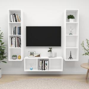 3 Piece TV Cabinet Set White Chipboard