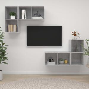 Wall-mounted TV Cabinets 4 pcs Concrete Grey Chipboard