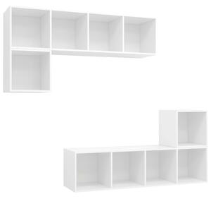 4 Piece TV Cabinet Set White Engineered Wood