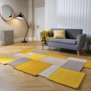 Abstract Collage Rug Yellow/Grey