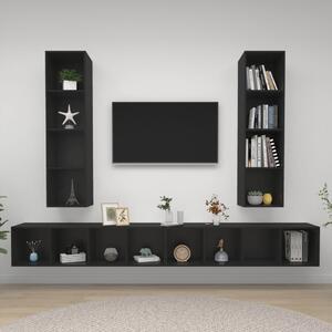 Wall-mounted TV Cabinets 4 pcs Black Chipboard
