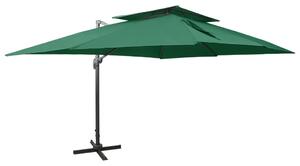 Cantilever Umbrella with Double Top Green 400x300 cm