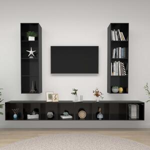 Wall-mounted TV Cabinets 4 pcs High Gloss Black Chipboard