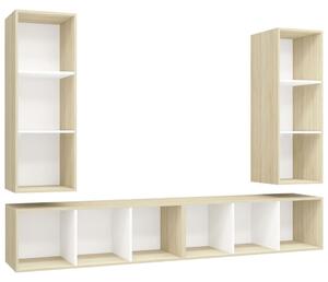 Wall-mounted TV Cabinets 4 pcs White and Sonoma Oak Engineered Wood