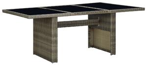Garden Table Brown Poly Rattan and Tempered Glass