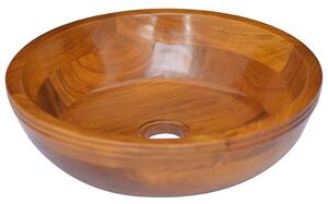 Basin Solid Teak Wood Φ40x10 cm