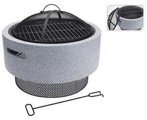 ProGarden Fire Bowl with BBQ Rack Round Light Grey 52x18.5 cm