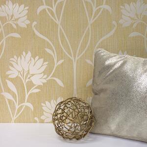 Florence Mustard Floral Wallpaper Yellow and Grey
