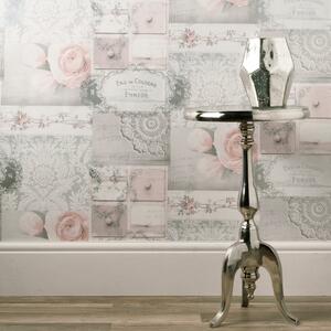 Ophelia Decoupage Blush Wallpaper Blush/Grey/White