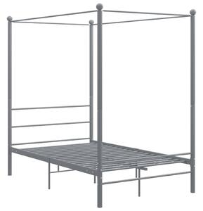 Canopy Bed Frame Grey Metal 140x200 cm