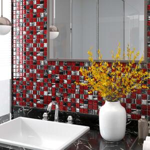 Mosaic Tiles 11 pcs Black and Red 30x30 cm Glass