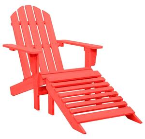 Garden Adirondack Chair with Ottoman Solid Fir Wood Red