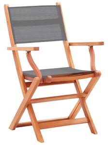 Folding Garden Chairs 4 pcs Grey Solid Eucalyptus Wood and Textilene