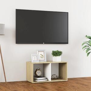 TV Cabinet White and Sonoma Oak 72x35x36.5 cm Chipboard