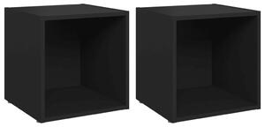 TV Cabinets 2 pcs Black 37x35x37 cm Engineered Wood