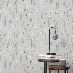 Scandi Floral Ochre Wallpaper