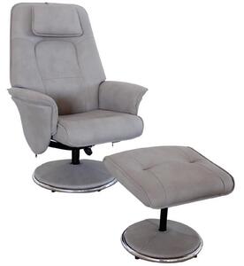Rex Recliner Chair and Footstool - Grey