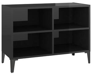 TV Cabinet with Metal Legs High Gloss Black 69.5x30x50 cm