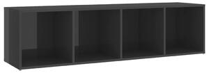 TV Cabinet High Gloss Grey 142.5x35x36.5 cm Engineered Wood