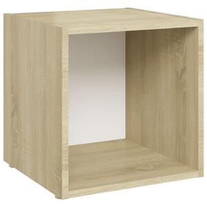 TV Cabinet White and Sonoma Oak 37x35x37 cm Engineered Wood