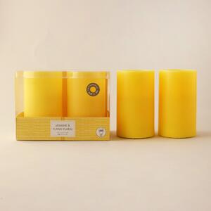 Set of 2 Jasmine and Ylang Ylang Scented LED Candles Yellow