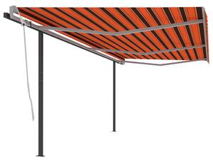 Manual Retractable Awning with Posts 6x3 m Orange and Brown
