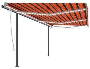Manual Retractable Awning with LED 6x3 m Orange and Brown