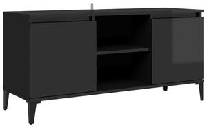 TV Cabinet with Metal Legs High Gloss Black 103.5x35x50 cm