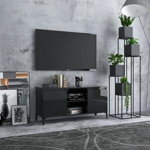 TV Cabinet with Metal Legs High Gloss Black 103.5x35x50 cm