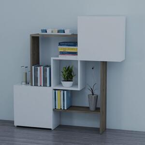 Homemania Bookcase Lorenz 118.2x24x121.8 cm White and Walnut
